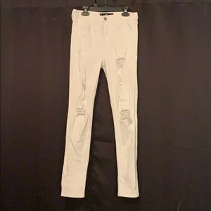 Hollister ripped high-rise white skinny jeans
